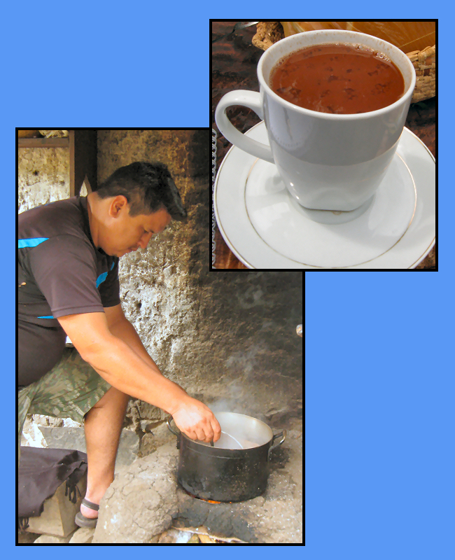 Roasting cacao beans and making hot chocolate