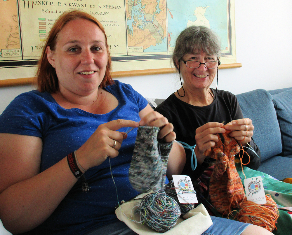 Charlotte and me knitting together