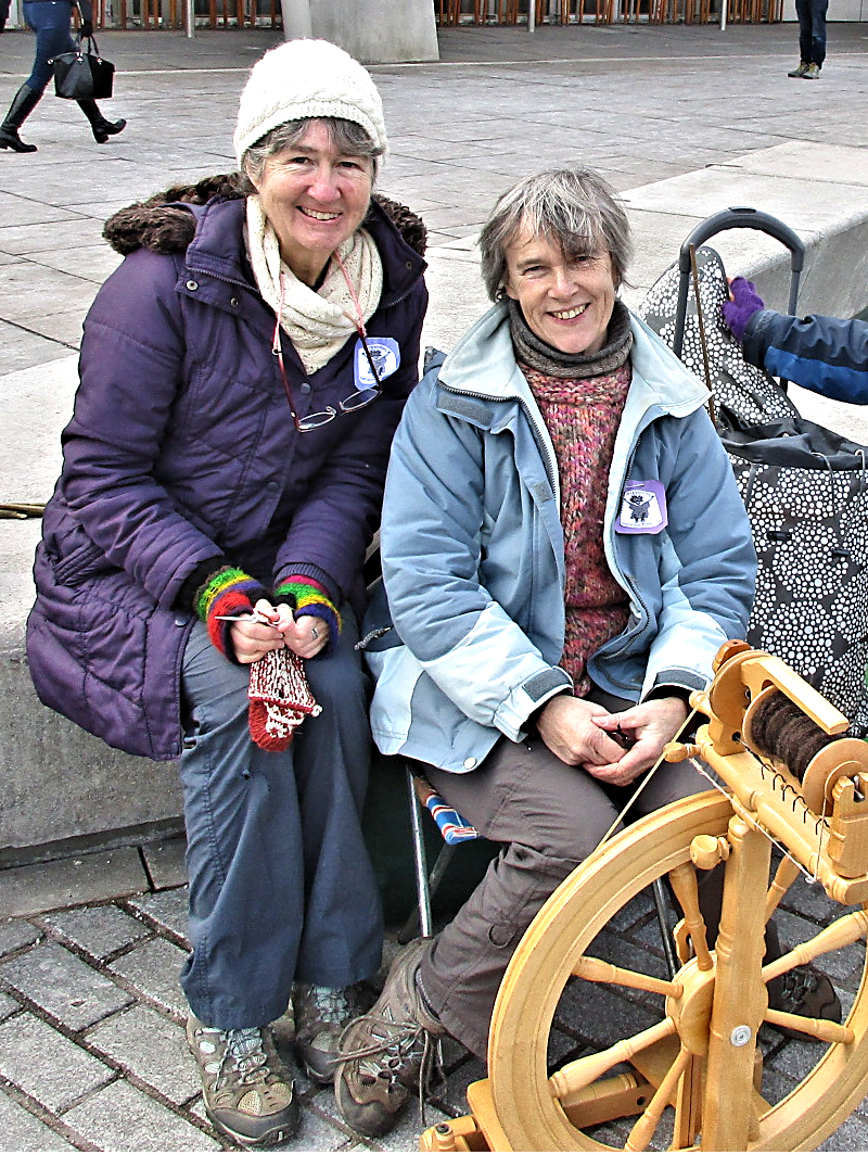 Me with Debbie Zawinski in front of Scottish Parliament