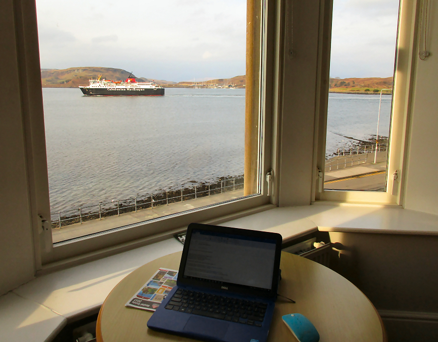 Dorm Window overlooking Oban Harbor