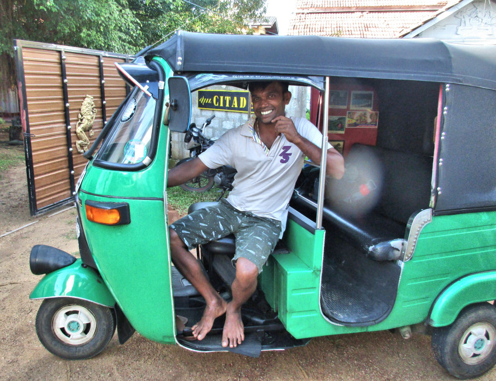 Sampath in his tuk-tuk--my driver in Sri Lanka