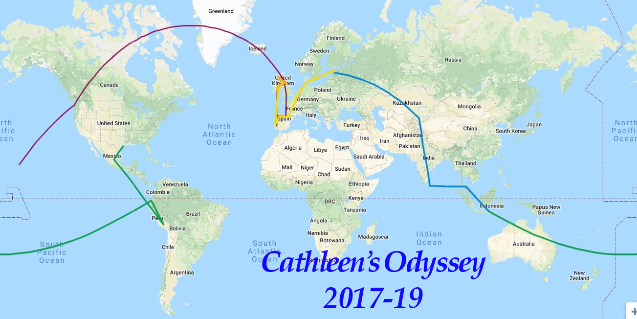 Route of Cathy's 2017-19 Trip