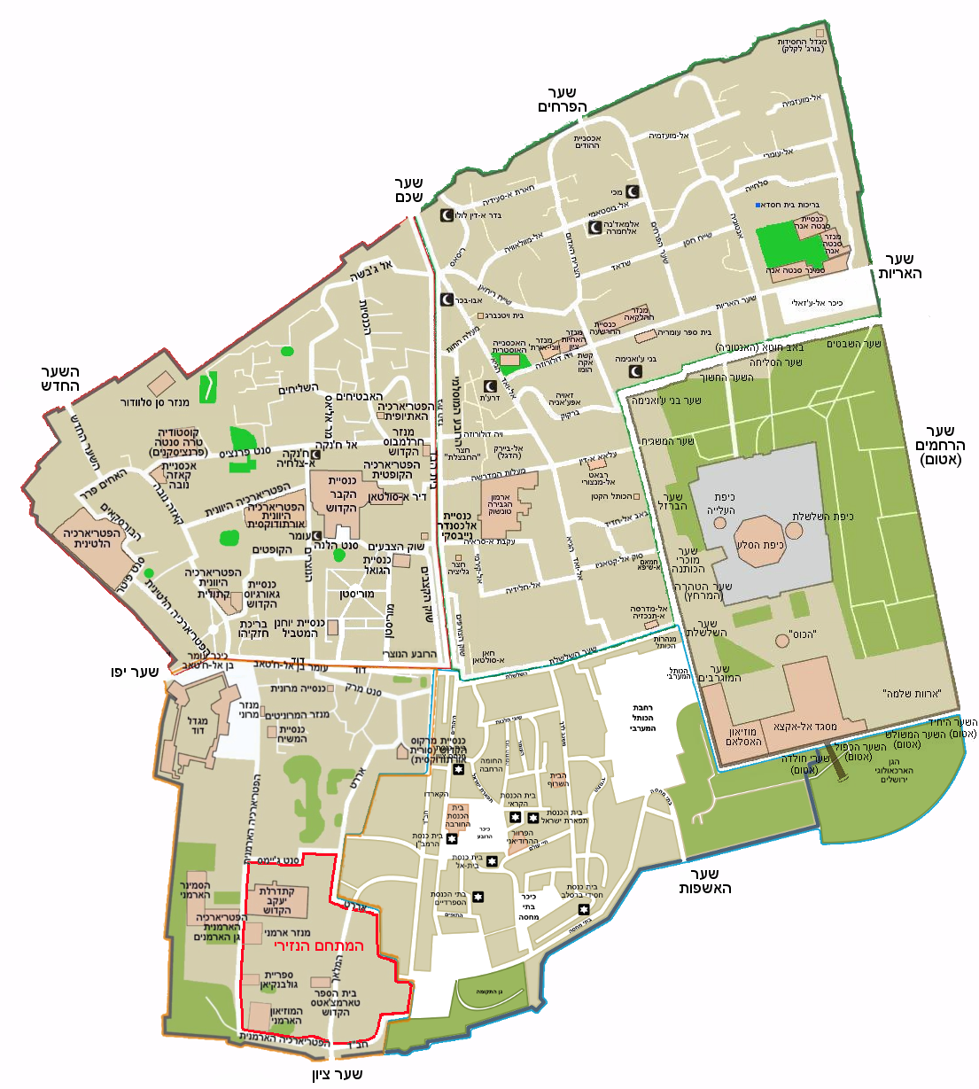 Map of the Old City of Jerusalem