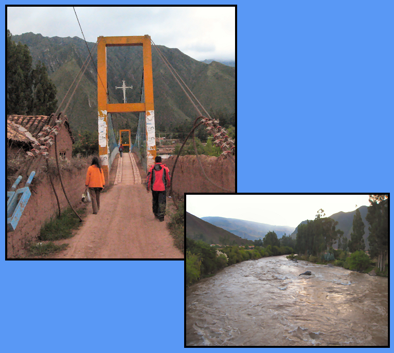The bridge that crosses the Vilconota River in the Sacred Valley of Peru