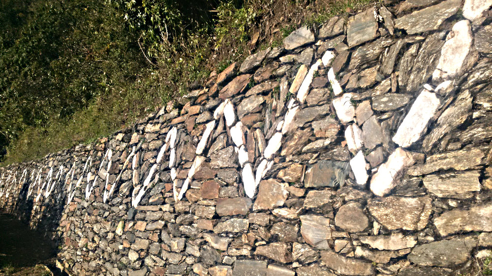 Snake wall at the top of the Llama Terraces