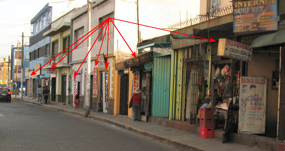 Photo of many hair salons on one street