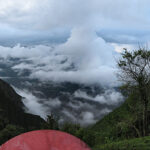 View of the clouds below us from our campground near Choquequirao