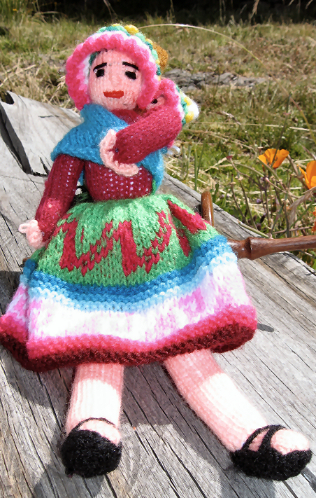 Colorful knitted doll