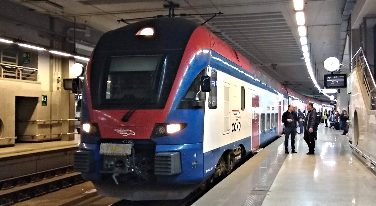 A train in Montenegro waiting in the station