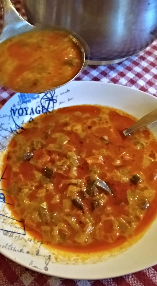 Soup served at Guesthouse Lojza