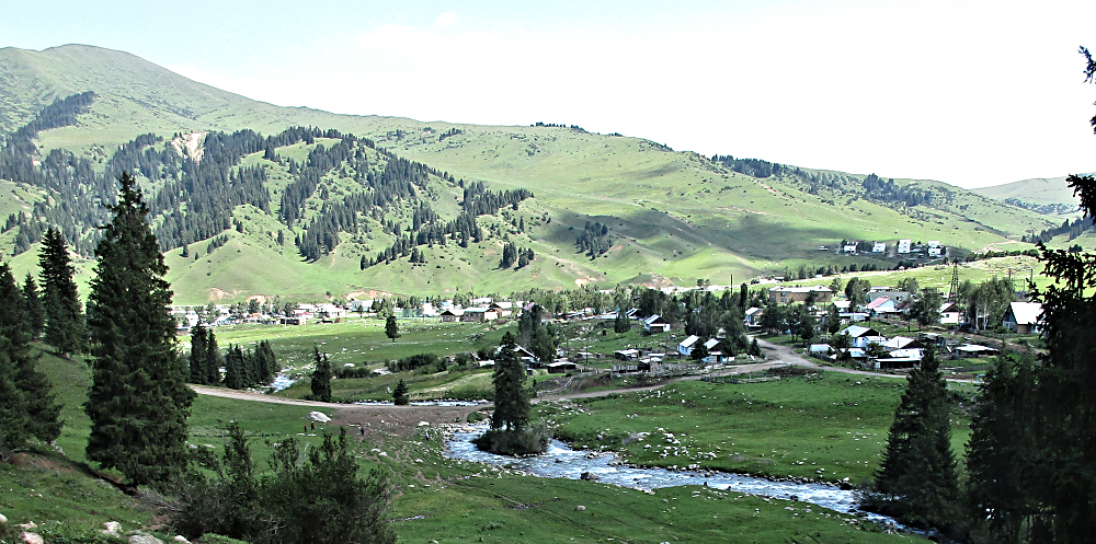 View of Jyrgalan from the mountainside above.