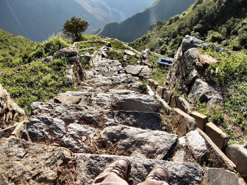 Steep steps that ran down alongside the Llama terraces.