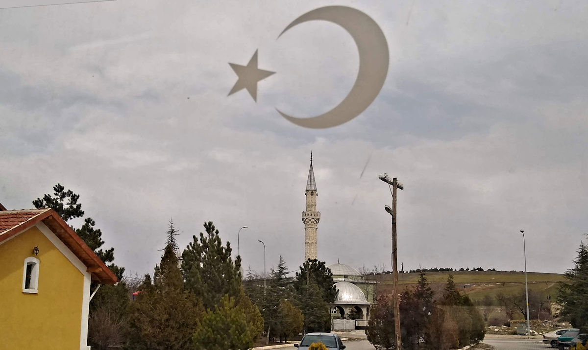 Small Turkish town with mosque