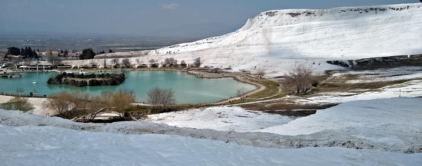 The town and lake of Pamukkale, Turkey