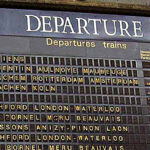 The departures board in a Paris train station
