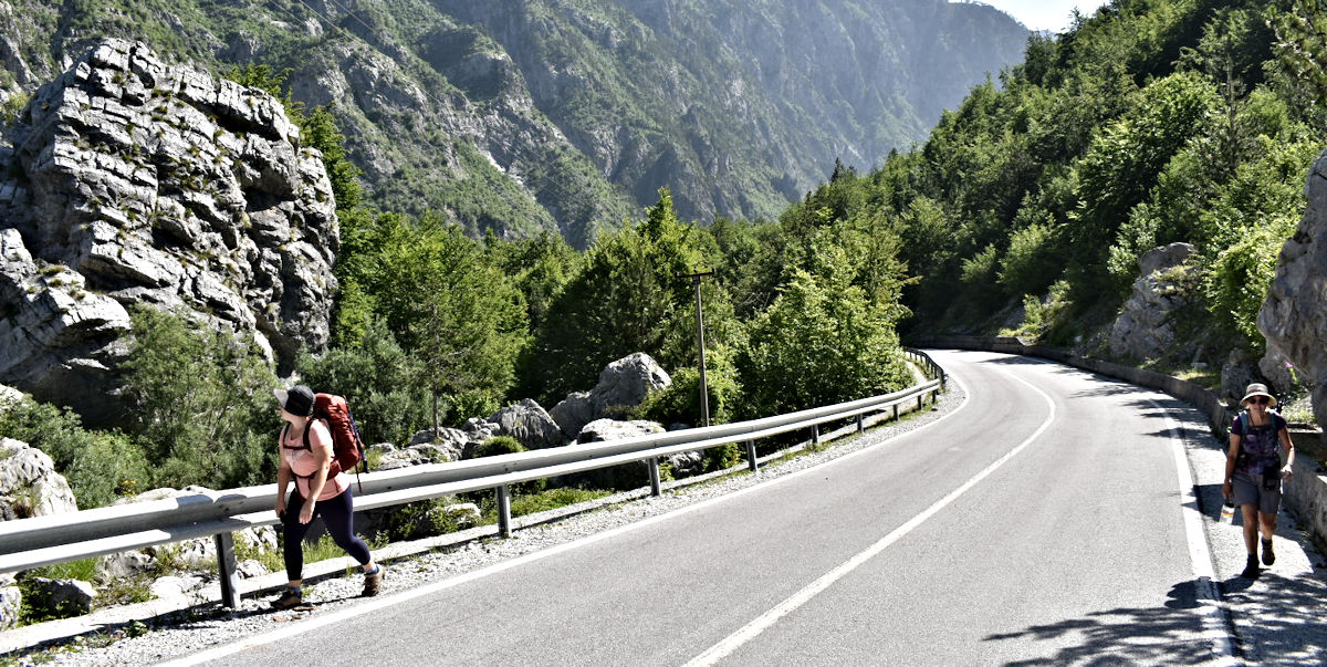 First 2 kilometers of pavement walking