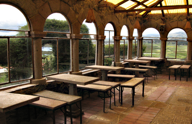 Restaurant at Posada Santa Barbara overlooking Lake Titicaca