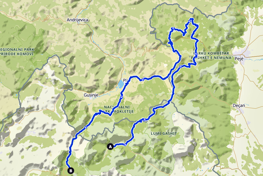 Map of the Peaks of the Balkans circuit