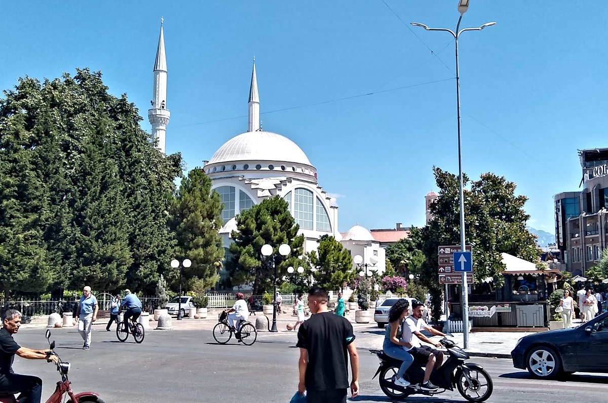 The Ebu Bekr mosque in the center of Skhoder, Albania