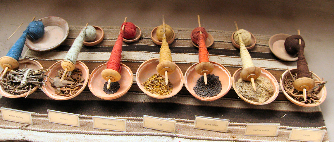 Display of various natural dyes in Peru