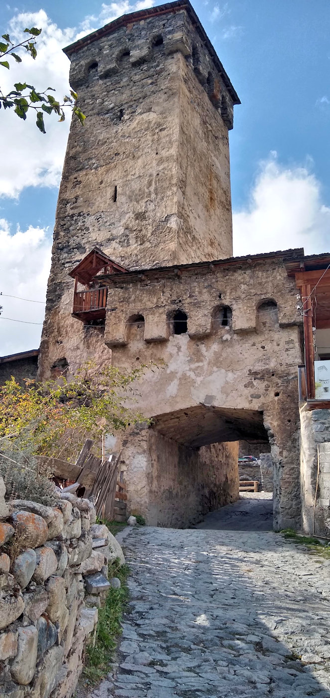 Svaneti tower connected to a home.