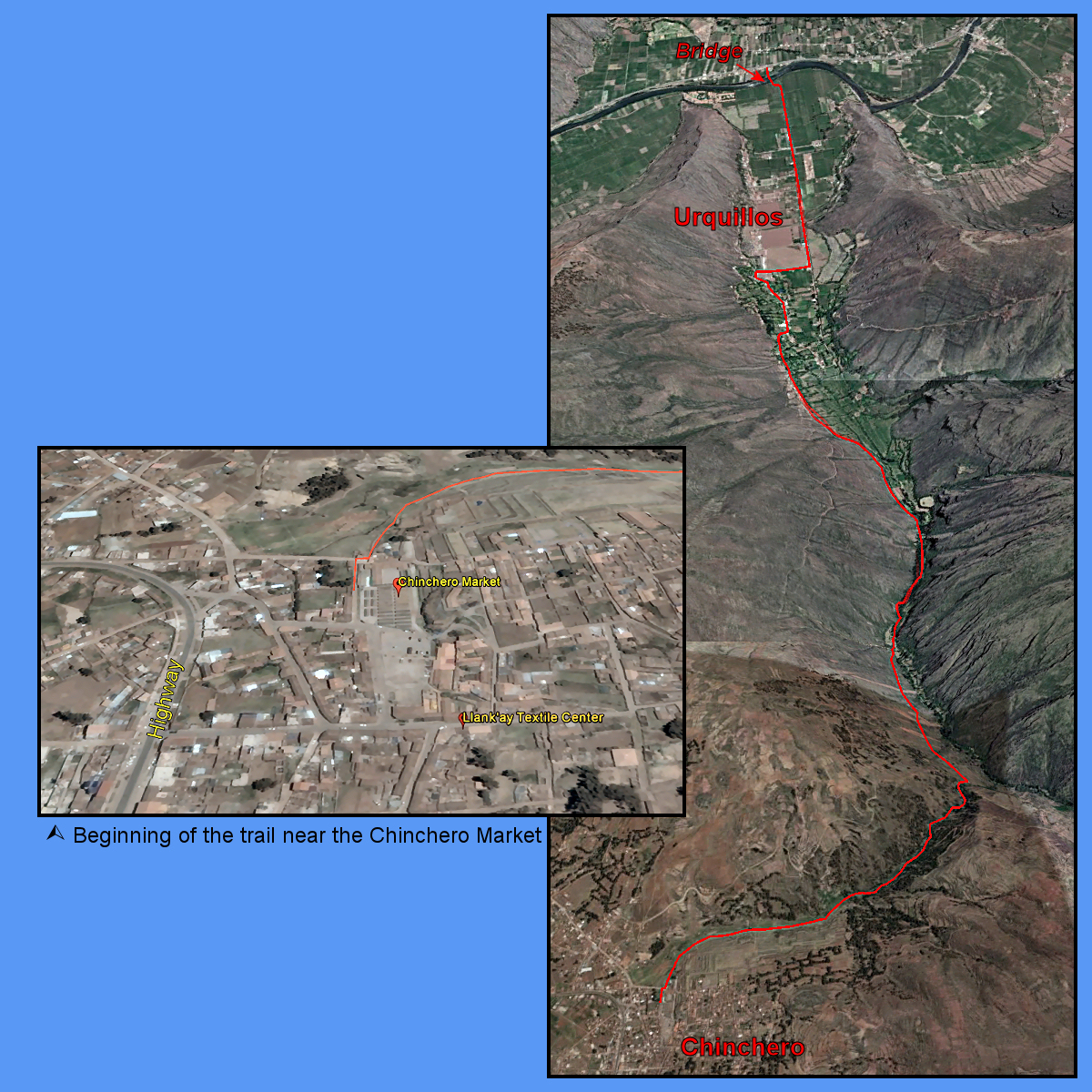 Maps of the hike from Chinchero to Urquillos