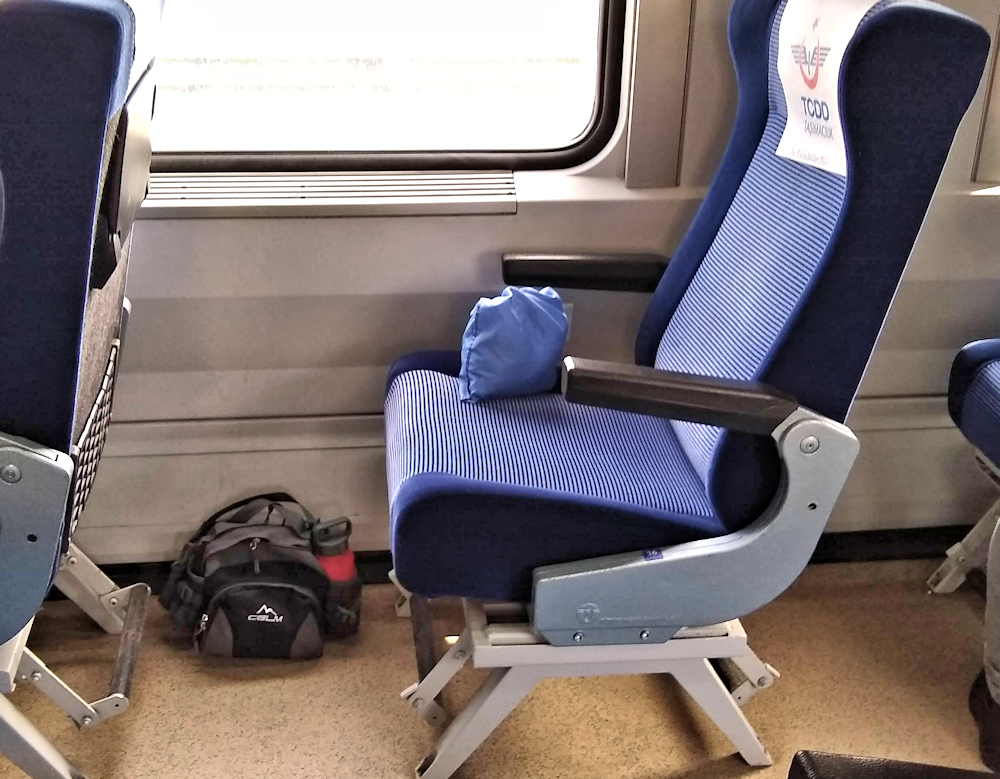 Single seat in a passenger train in Turkey