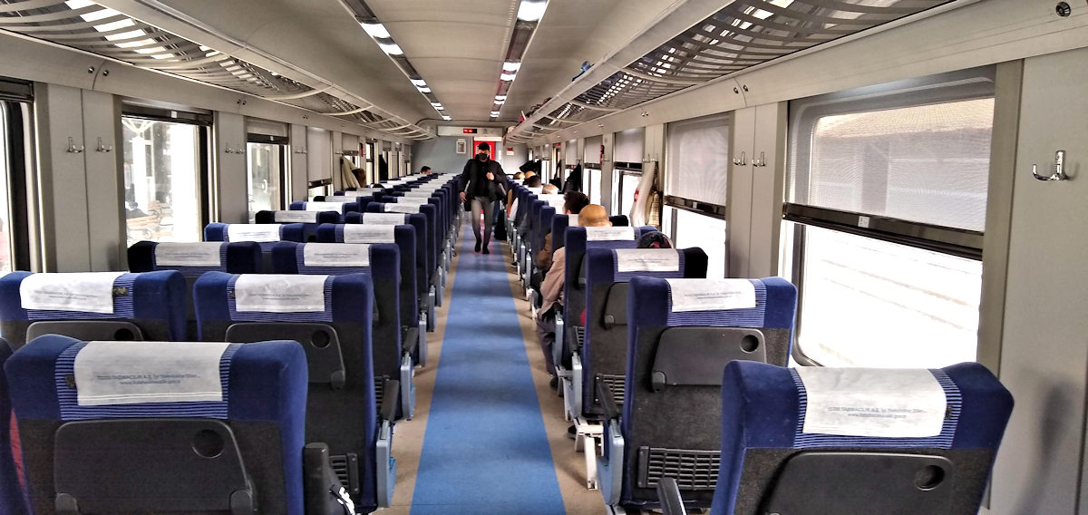 Interior of passenger train in Turkey