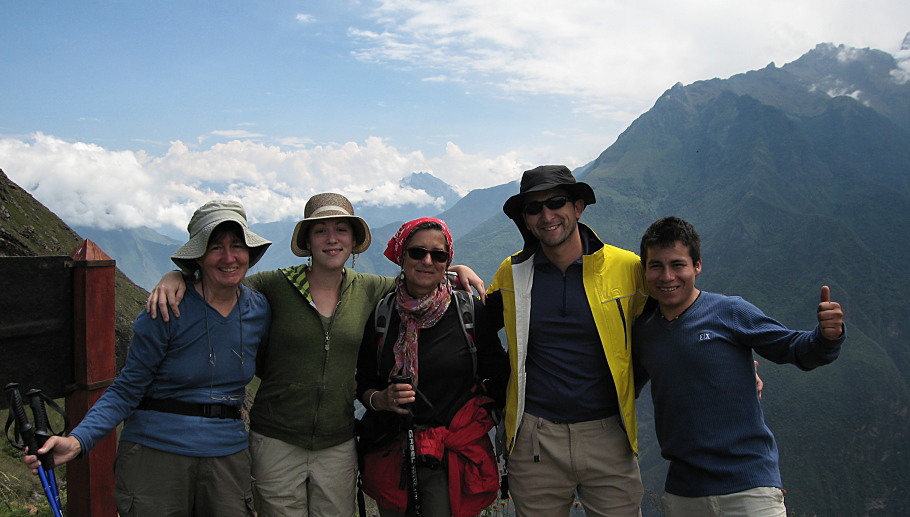 All four of the trekkers in our group plus Sam, our guide.