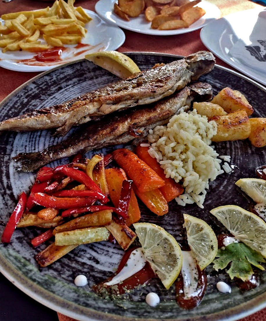 The trout dinner we had at Rogova Camp