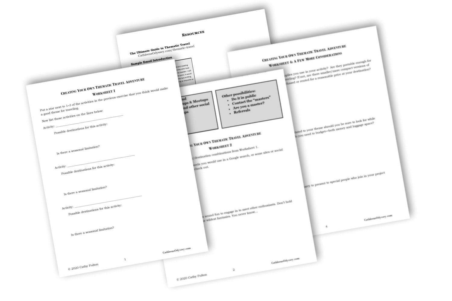 Thematic Travel Workshop Worksheets